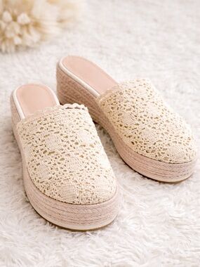 Lightweight Neutral Crochet Wedges Beach Vacay Spring Summer Staples